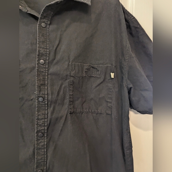Standard cloth men's button down snap closure front pockets cotton black size L - Picture 4 of 11